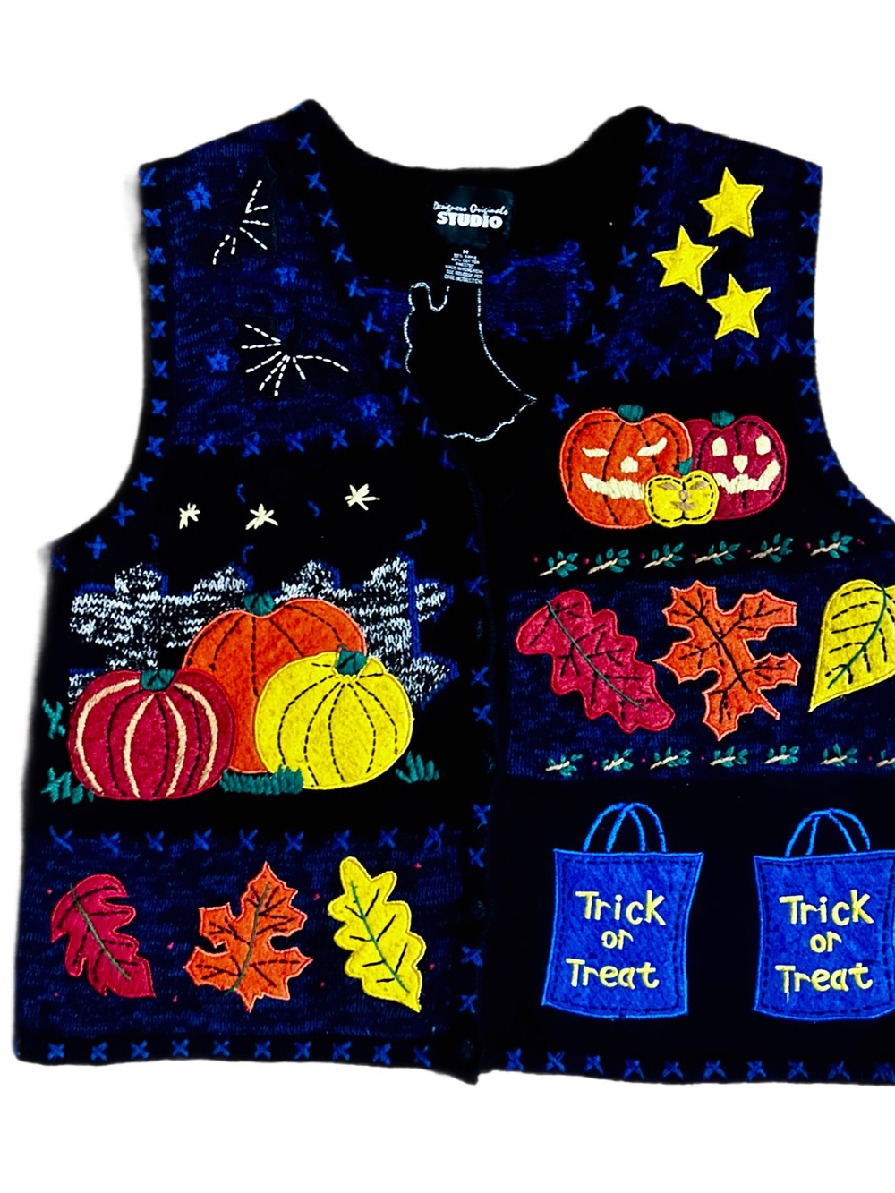 Designer Originals Studio ~ Medium ~ Multi-Colors ~ Embroidery Halloween ~ Vest